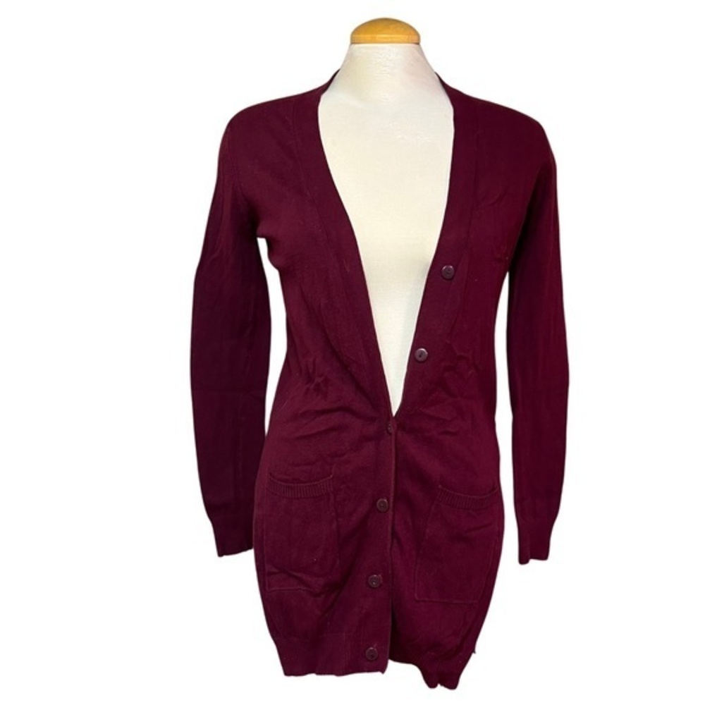 Long Revamped Maroon Cardigan - Medium